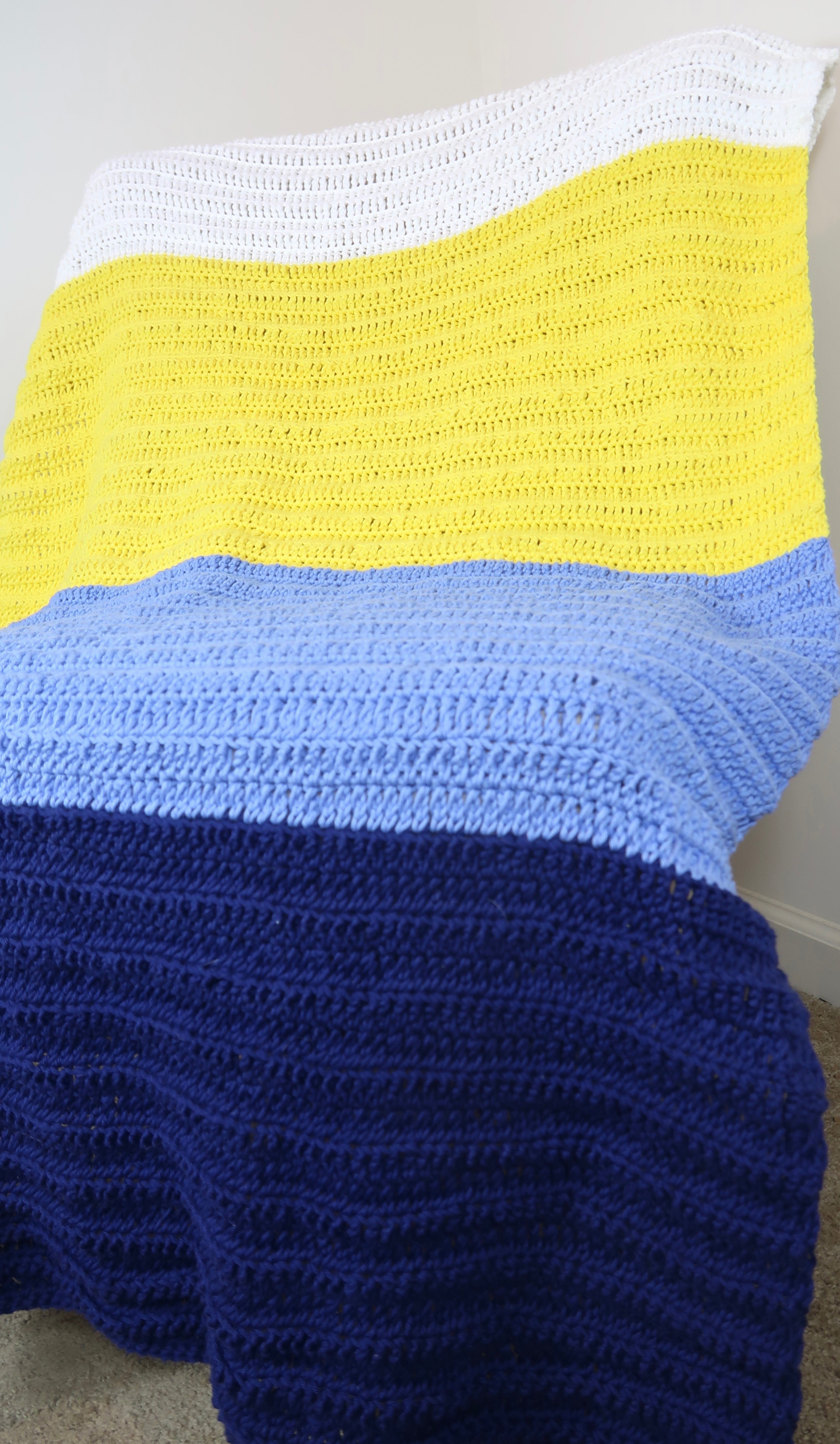 Blue, Yellow, and White Cotton Throw Blanket