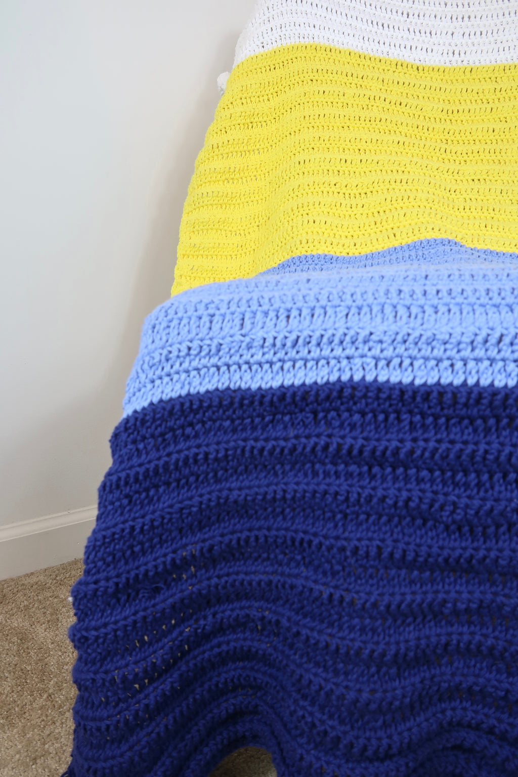 Blue, Yellow, and White Cotton Throw Blanket