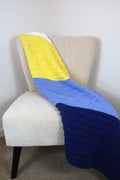 Blue, Yellow, and White Cotton Throw Blanket